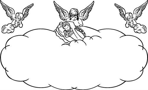 Angel border with baby